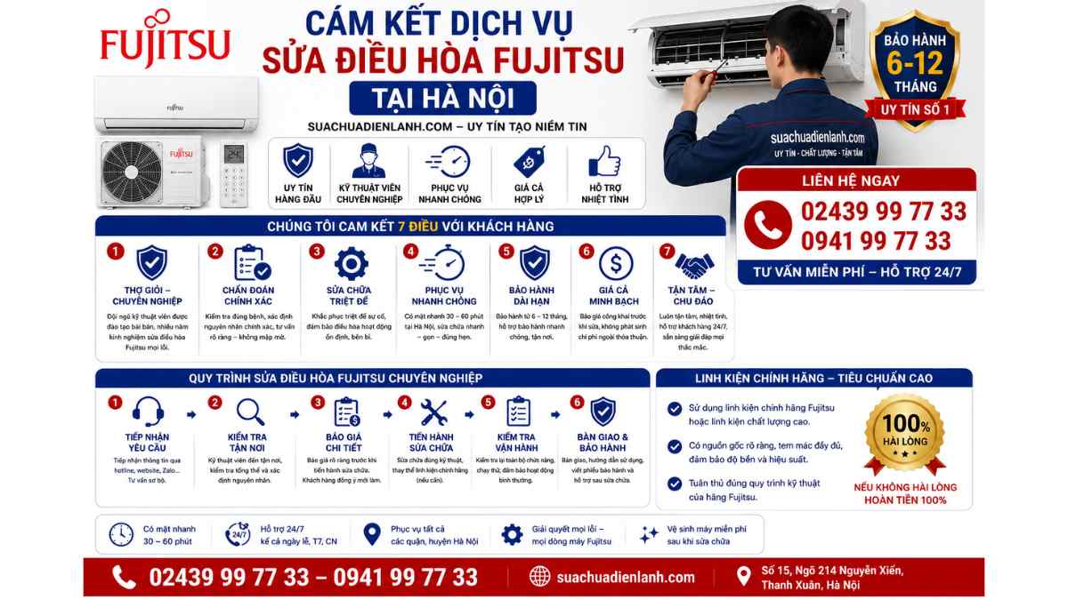 Cam kết dịch vụ sửa điều hòa Fujitsu tại Hà Nội