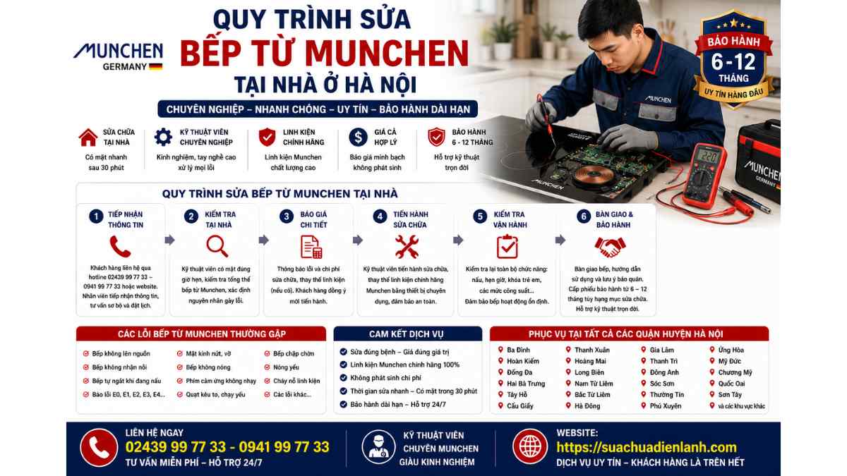 Quy trình sửa bếp từ Munchen tại nhà ở Hà Nội