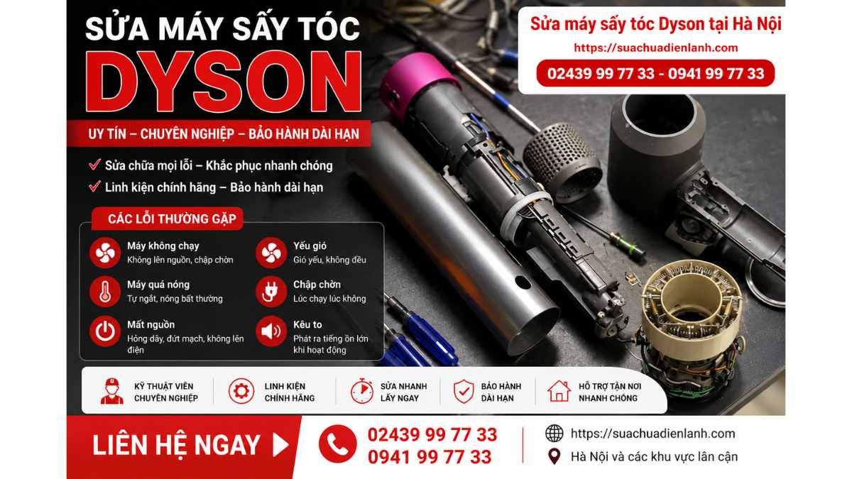 Quy trình sửa máy sấy tóc Dyson tại Hà Nội chuyên nghiệp