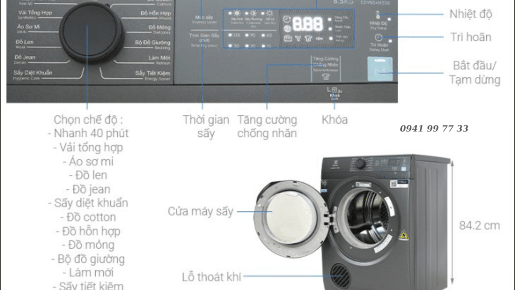 Cách sử dụng các chế độ của máy sấy Electrolux
