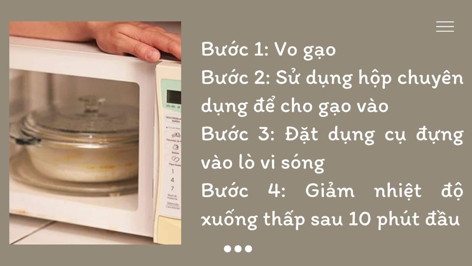 Nấu cơm bằng lò vi sóng, Tại sao không ?