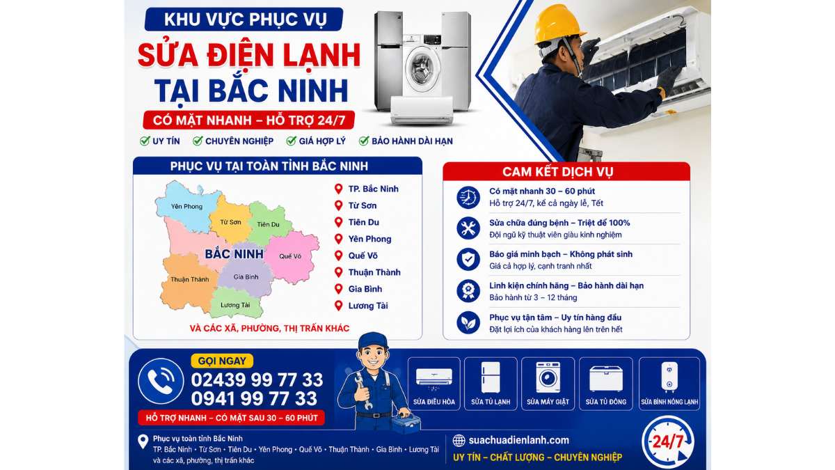 Khu Vực Phục Vụ Sửa Điện Lạnh Tại Bắc Ninh