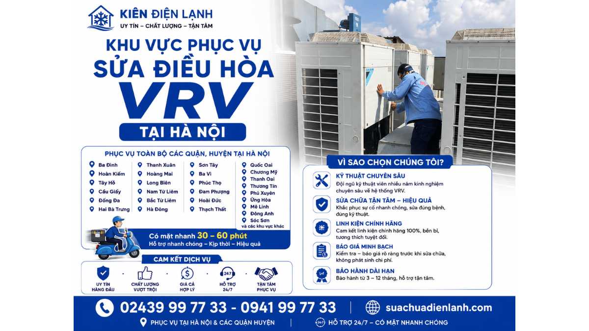 Khu Vực Phục Vụ Sửa Điều Hòa VRV Tại Hà Nội