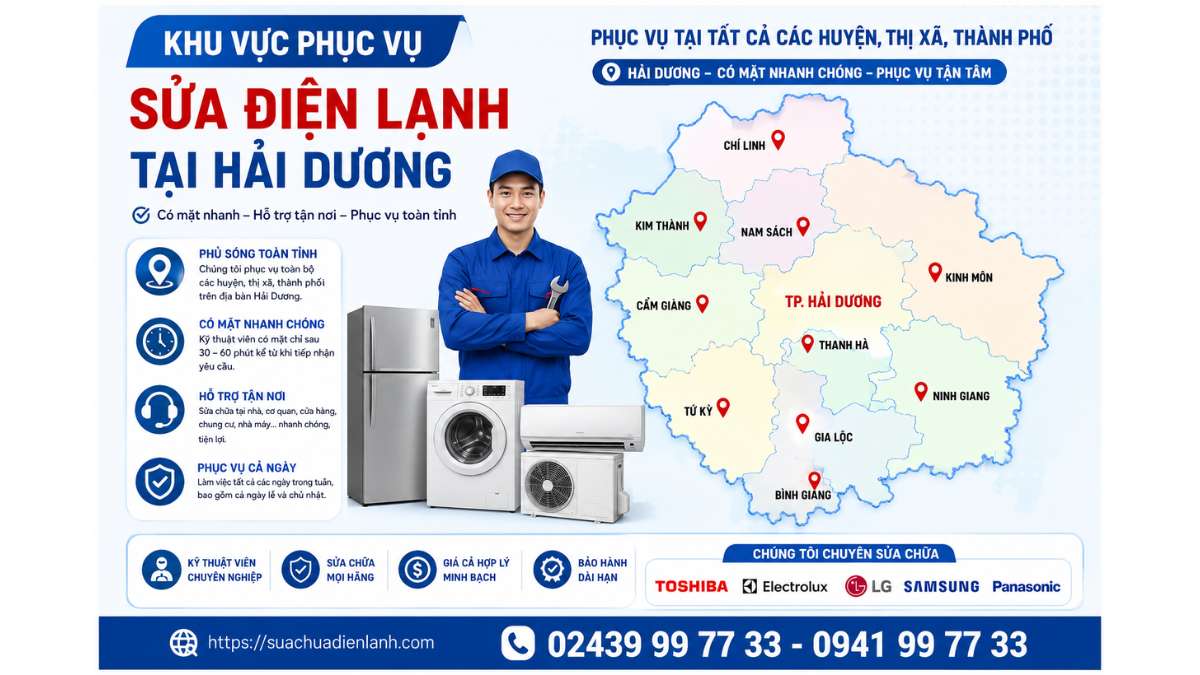 Khu Vực Phục Vụ Sửa Điện Lạnh Tại Hải Dương