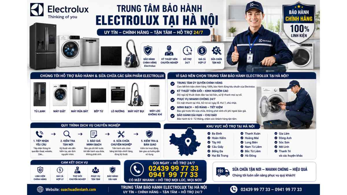 Trung Tâm Bảo Hành Electrolux Tại Hà Nội