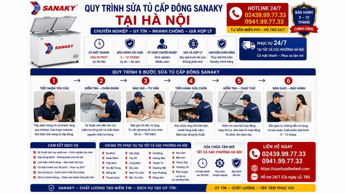 Quy Trình Sửa Tủ Cấp Đông Sanaky Tại Hà Nội https://suachuadienlanh.com HOTLINE: 02439.99.77.33 – 0941.99.77.33