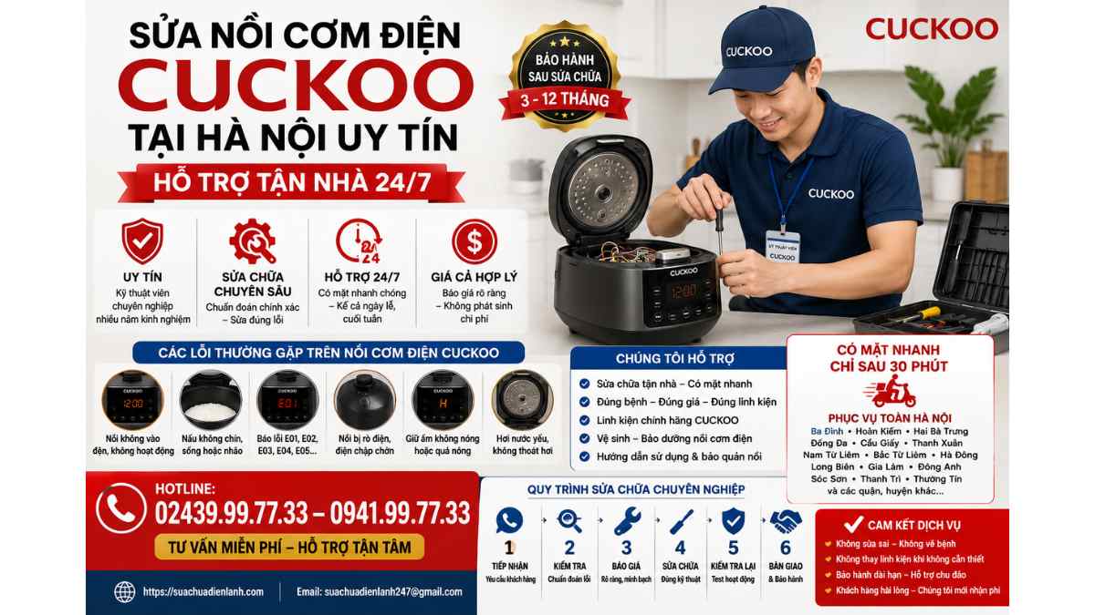 Sửa Nồi Cơm Điện Cuckoo Tại Hà Nội Uy Tín – Hỗ Trợ Tận Nhà 24/7 https://suachuadienlanh.com HOTLINE: 02439.99.77.33 – 0941.99.77.33