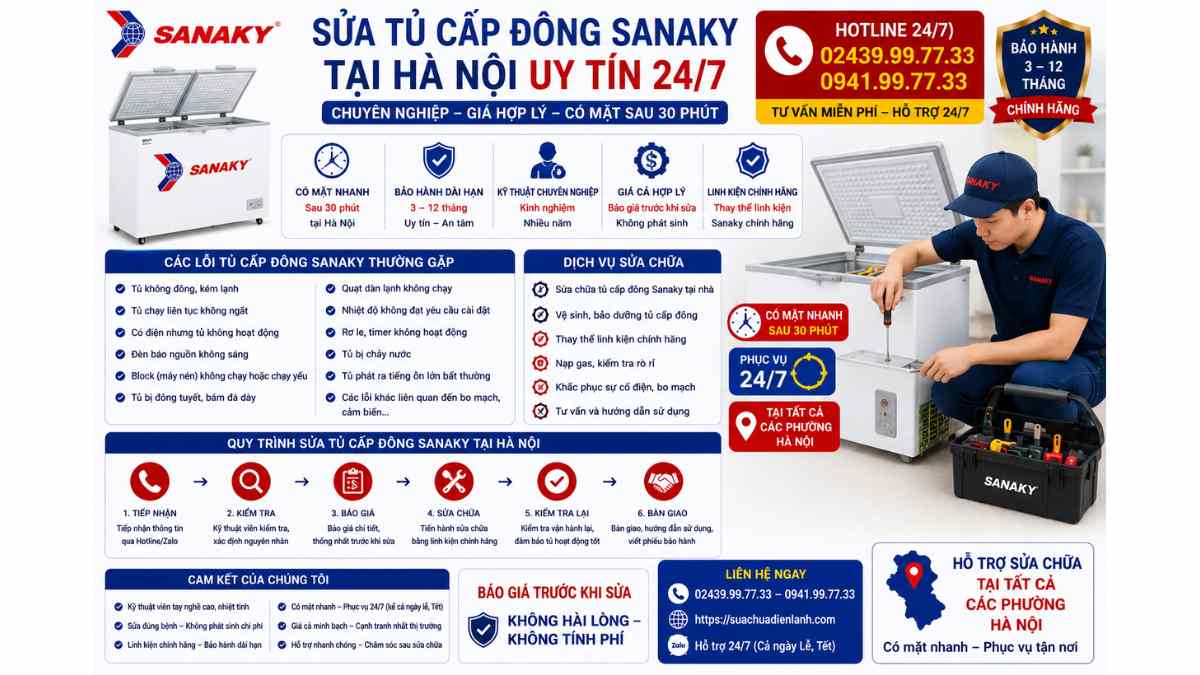 Sửa Tủ Cấp Đông Sanaky Tại Hà Nội Uy Tín 24/7 https://suachuadienlanh.com HOTLINE: 02439.99.77.33 – 0941.99.77.33